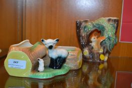 Two Hornsea Pottery Figurines - Rams and Squirrels