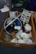 Box of Assorted Pottery, Glassware, Kitchenalia, e