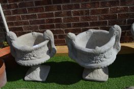 Two Reconstituted Limestone Garden Urns