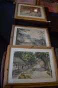 Three Pine Framed Watercolours