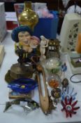 Assortment of Decorative Items Including Glass Pap