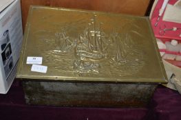 Brass Slipper Box Containing Assorted Shoe Polishi