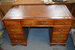 Mahogany Effect DEsk with Tooled and Gilded Leathe