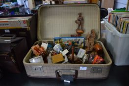 Vintage Suitcase Containing Assorted Collectibles,