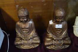 Two Small Bronze Coloured Buddhas