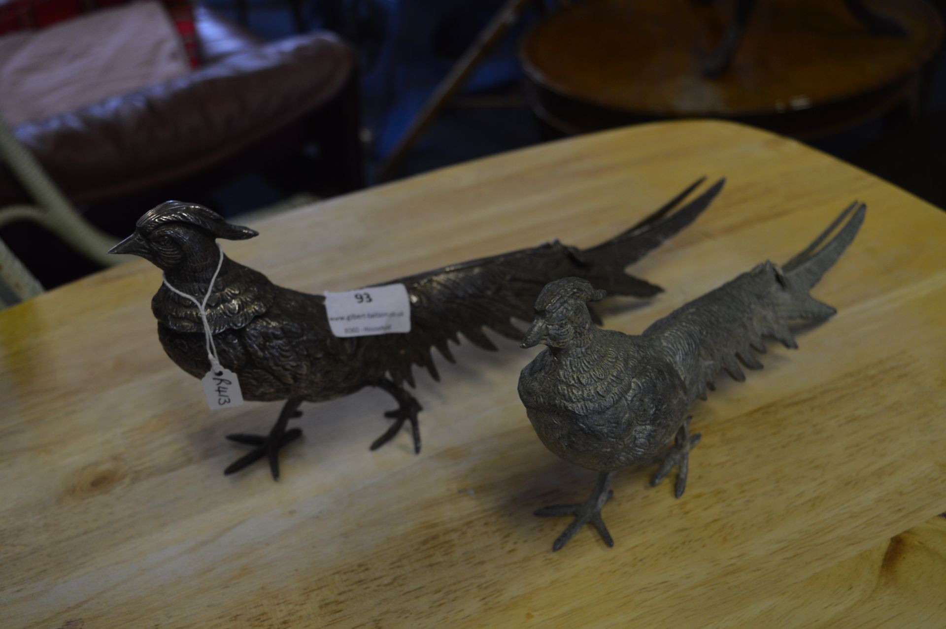 Two Vintage Metal Peacocks