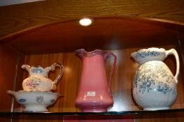 Set of Three Victorian Water Jugs and a Bowl