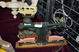 Small Lot of Collectibles Including Pigs, Shelf Brackets, etc.
