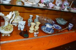Collection of Pottery and Glass Items Including Vases, Bowls, etc.