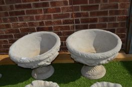 Two Reconstituted Limestone Planters