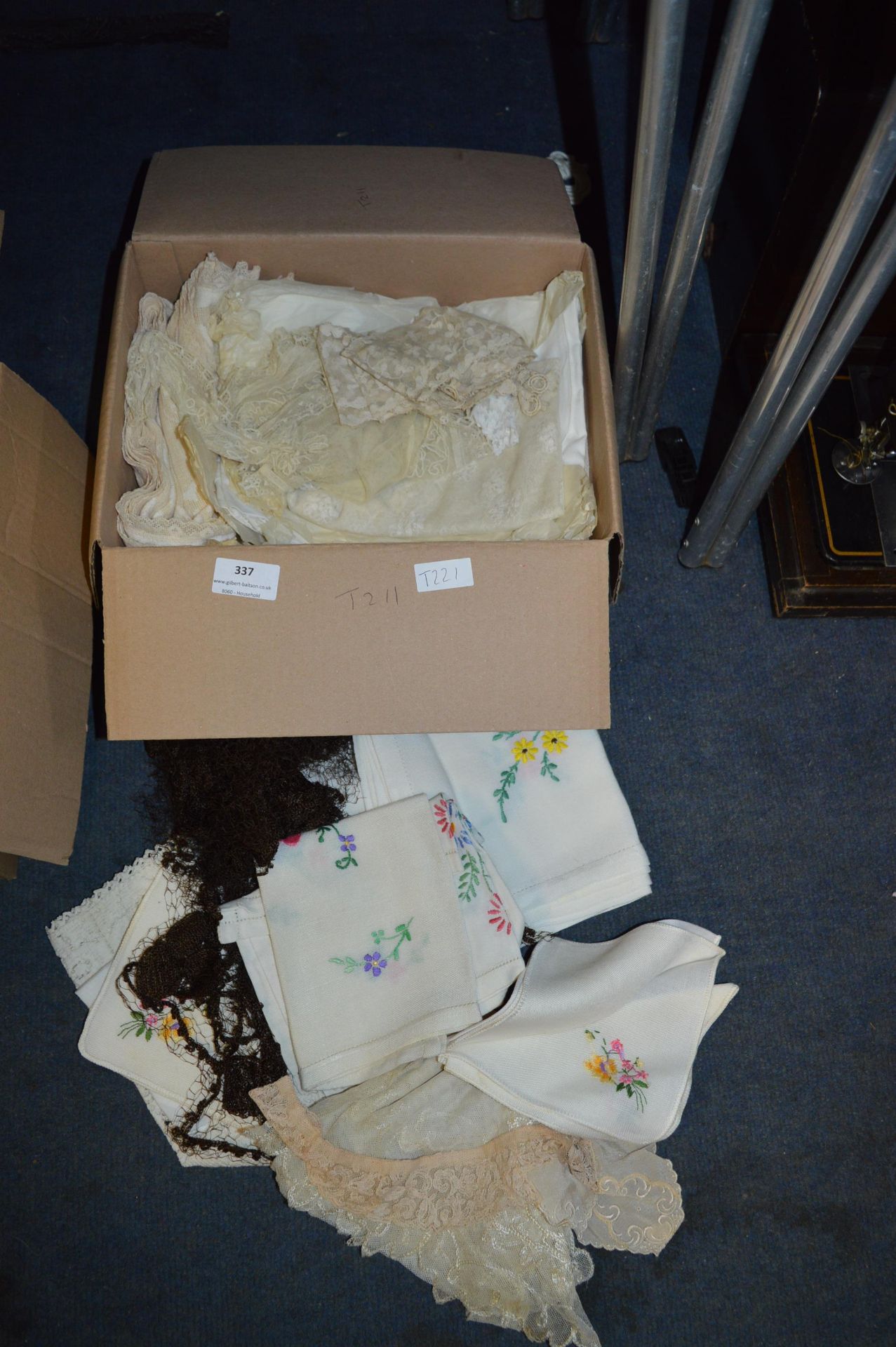 Box of Assorted Linen, Lace, etc.
