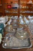 Assortment of Silver Plated Ware; Trays, Napkin Ri