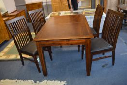 Modern Dark Wood Dining Table with Four Vinyl Cove
