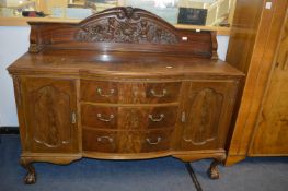 Large Victorian Carved Bow Fronted Buffet