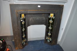 Cast Iron Fireplace with Art Nouveau Style Tiles