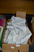 Box of Linens, Table Cloth, etc.