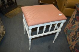 White Painted Pink Upholstered Stool