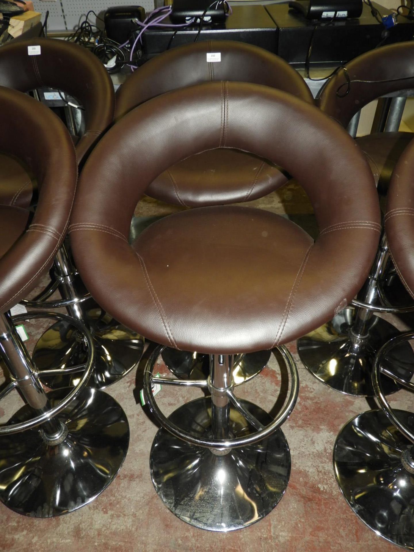 *Pair of Brown Leather Barstools