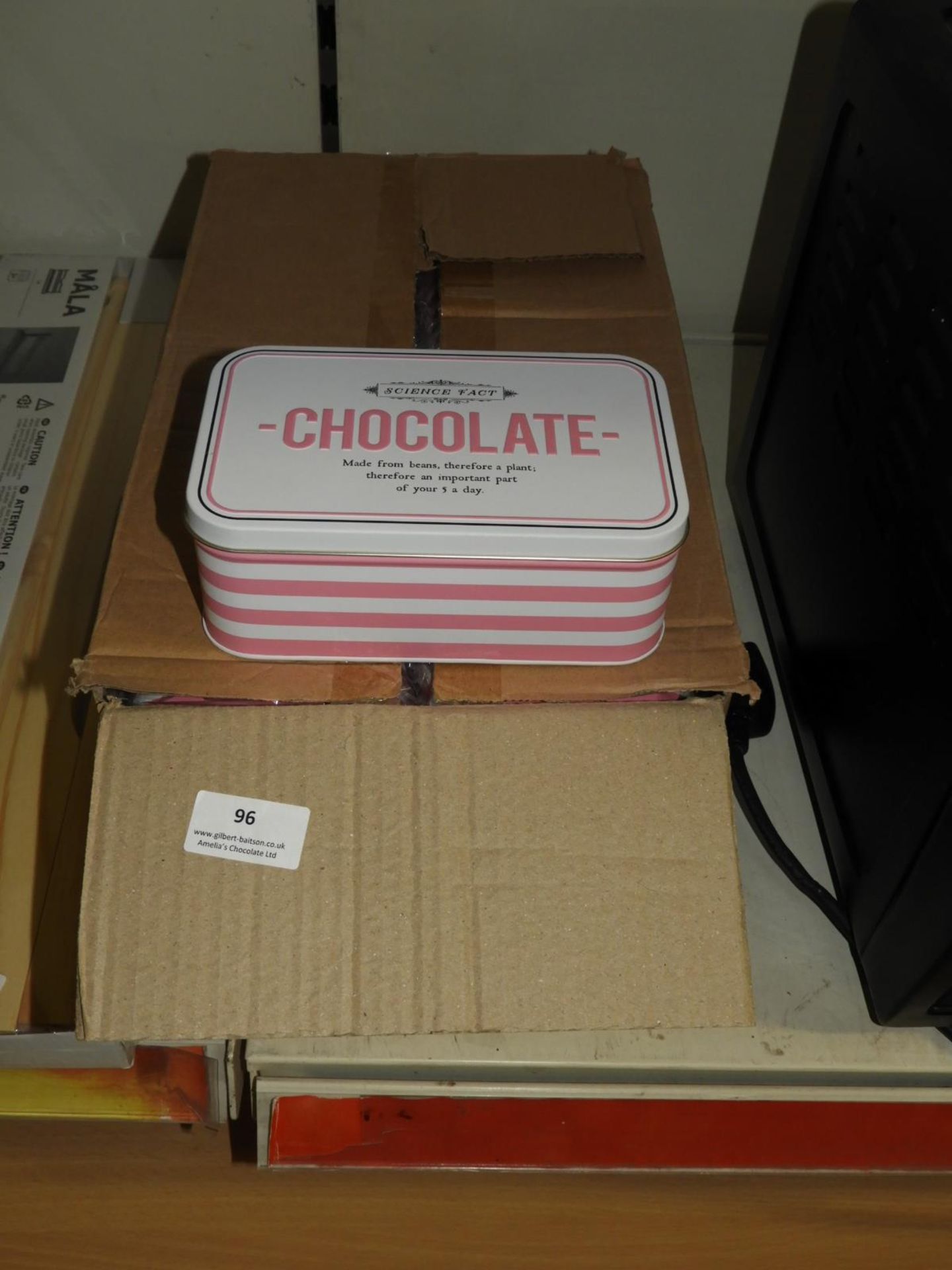 *Box Containing Twelve Chocolate Gift Tins