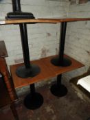 *Four Hardwood Topped Square Dining Tables on Tubu