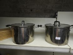 *Two Stainless Steel Saucepans with Glass Lids