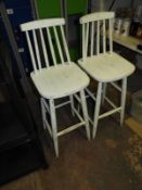 *Pair of Painted High Seat Spindle Back Bar Stools