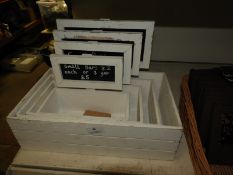 *Four Graduated Wooden Storage Boxes with Chalkboa