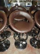 *Pair of Brown Leather Barstools