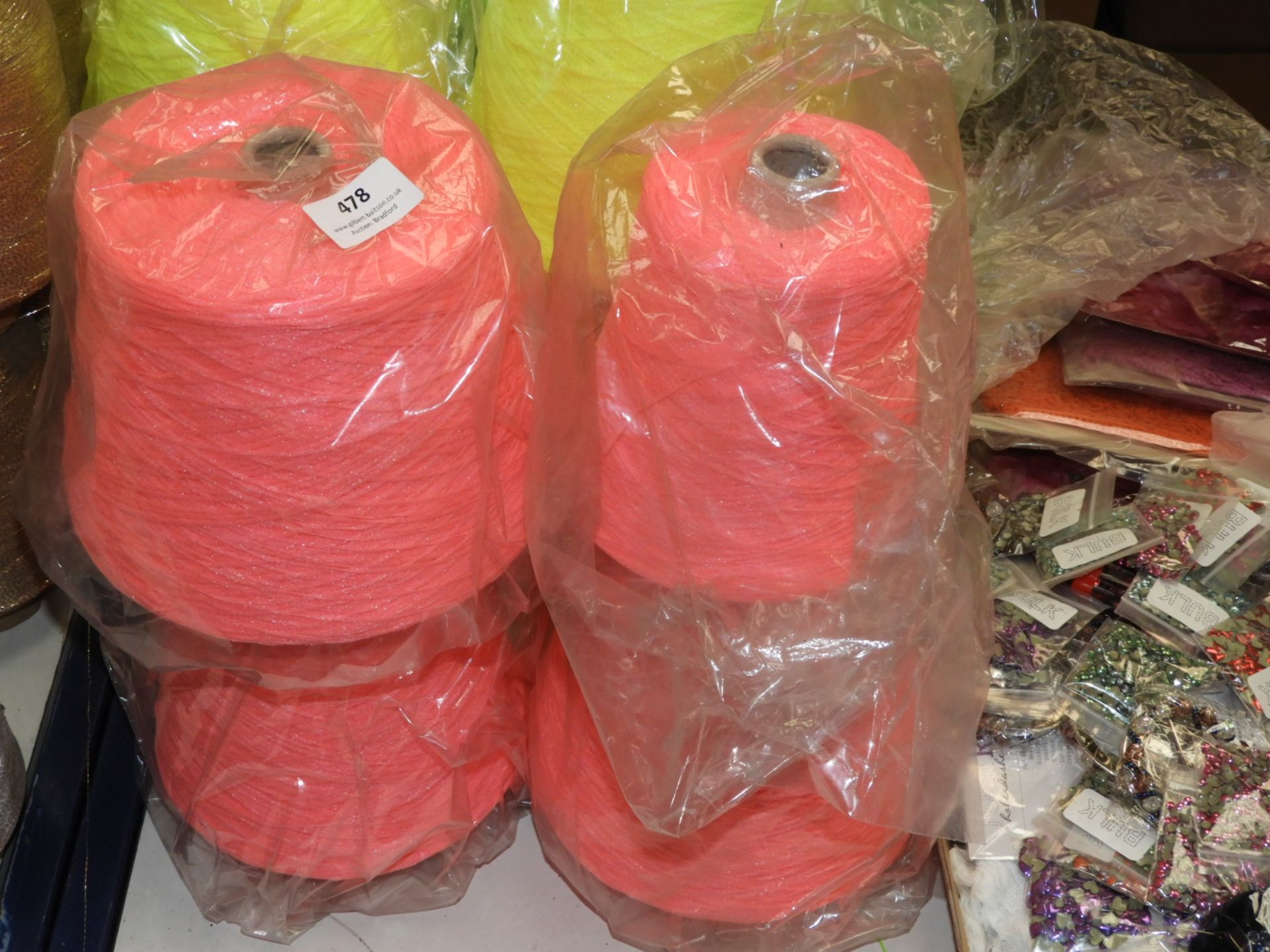 *Four Cones of Dayglow Pink Knitting Yarn