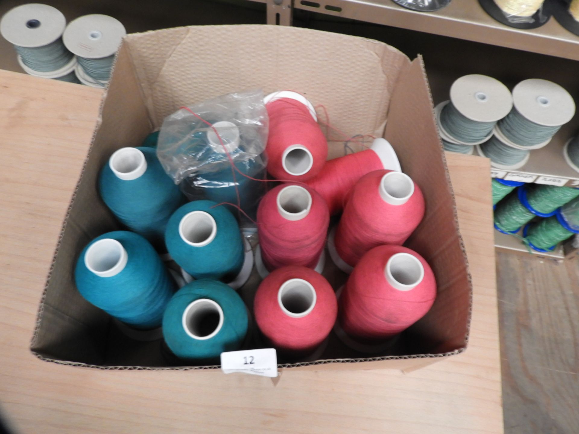 *Box Containing Twelve Cones of Sewing Thread (as