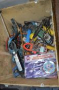 Box of Tools Including Angle Grinder, Cutting Disc