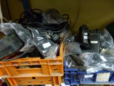 Two Boxes of Assorted Cable, Motorola Two Way Radi