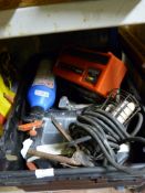 Box Containing Inspection Lamp, Battery Charger, F