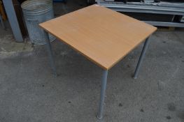 Metal Framed Table with Wood Effect Top 80x80x73cm
