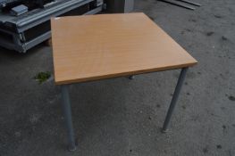 Metal Framed Table with Wood Effect Top 80x80x73cm