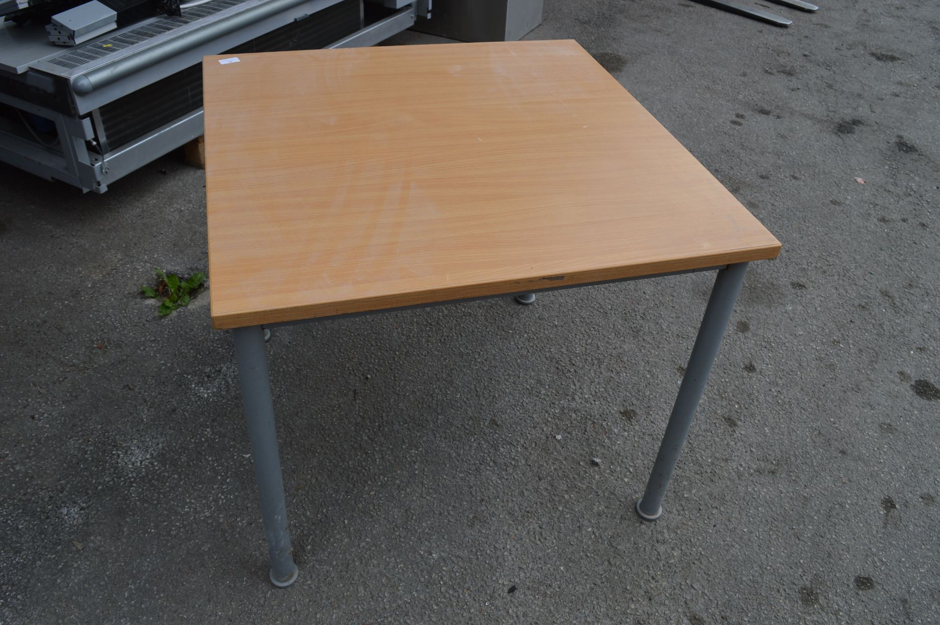 Metal Framed Table with Wood Effect Top 80x80x73cm