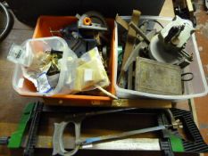Mitre Saw and Two Boxes of Assorted Tools and Fitt