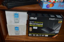 Asus Dual Band Wireless Router and Two Mobile Phon