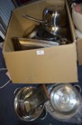 Large Box of Stainless Steel Pans