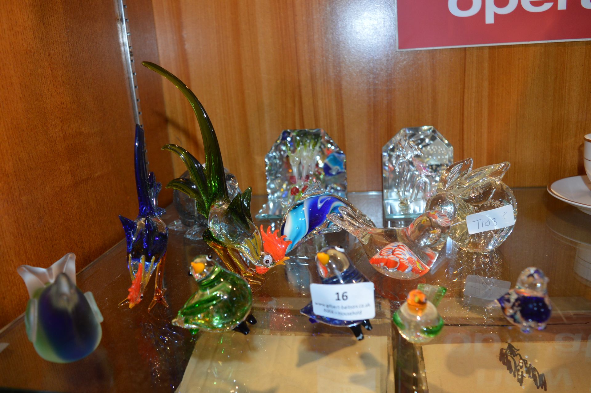 Collection of Small Murano Glass Figures; Cockerel