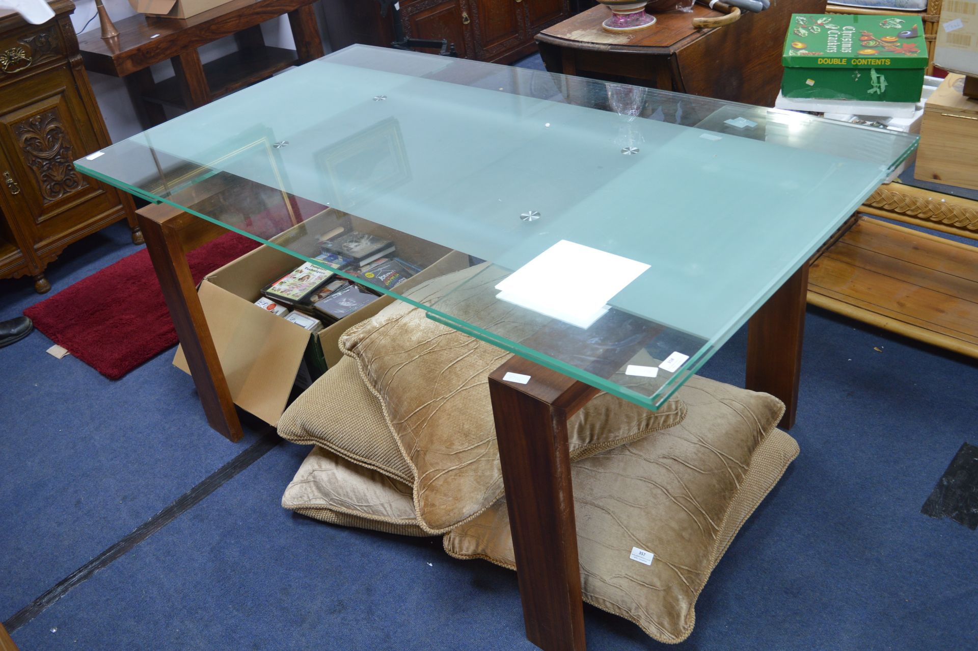 Glass Topped Extending Dining Table