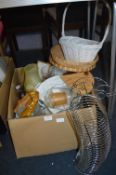 Large Box of Kitchenware, Fruit Baskets, Cheese Bo