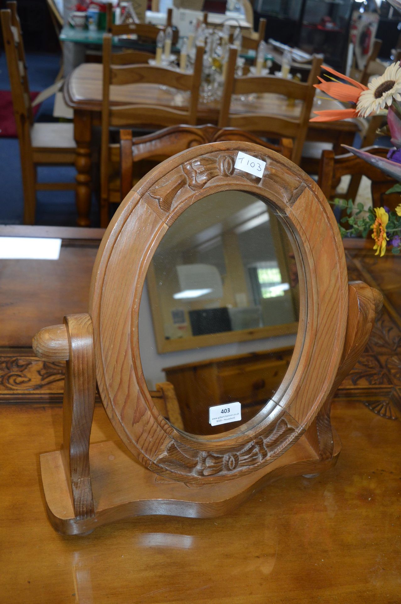 Small Pine Carved Dressing Table Mirror