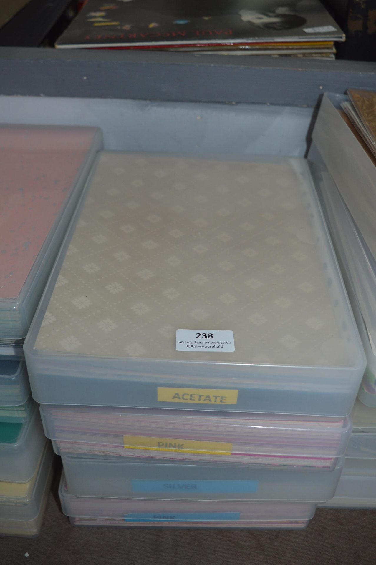 Four A4 Storage Boxes of Decorative Cardstock and