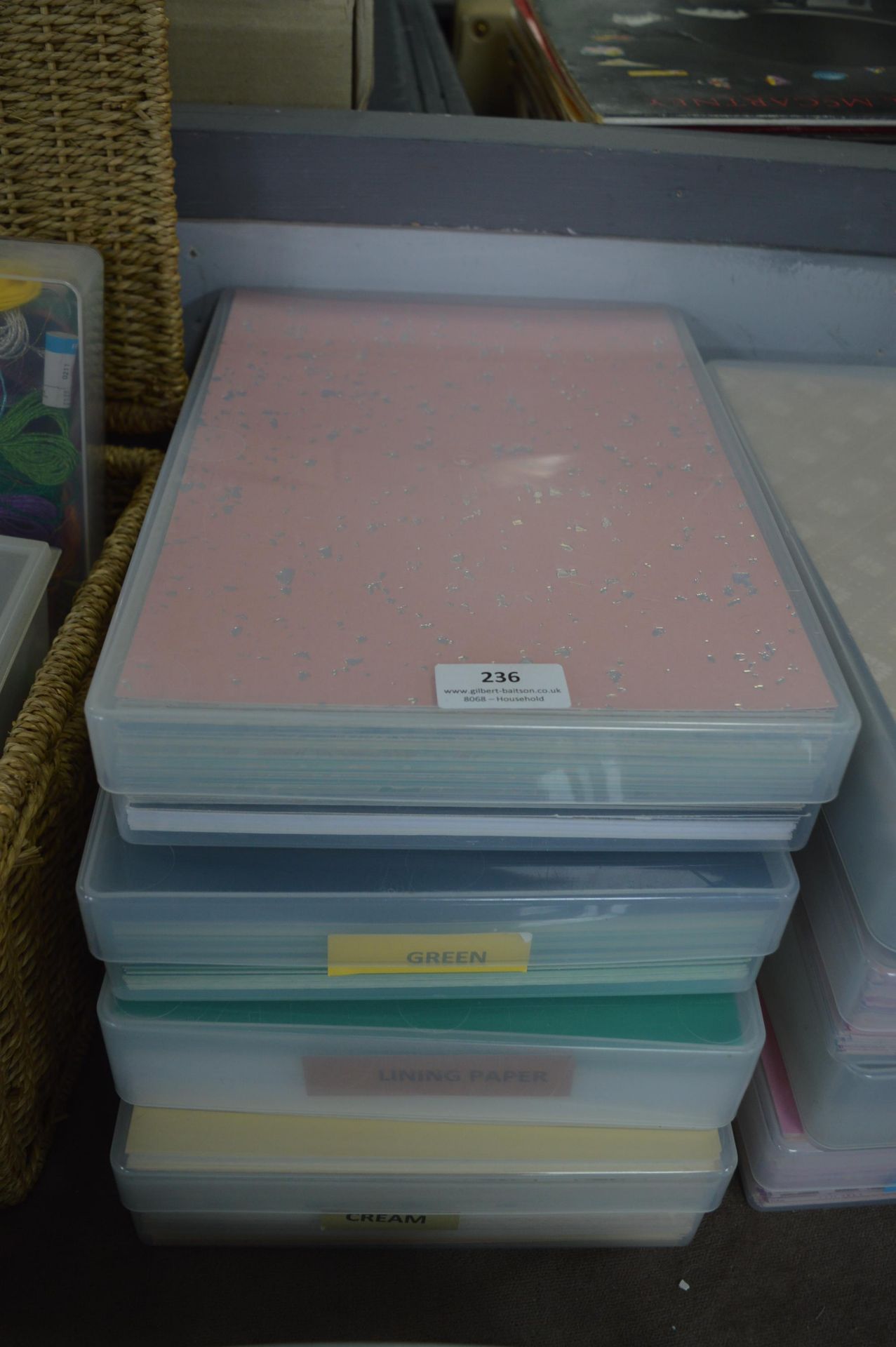 Four A4 Storage Boxes of Cardstock and Decorative