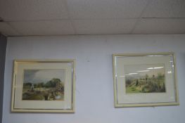 Two Framed Victorian Prints of Country Estate Gard