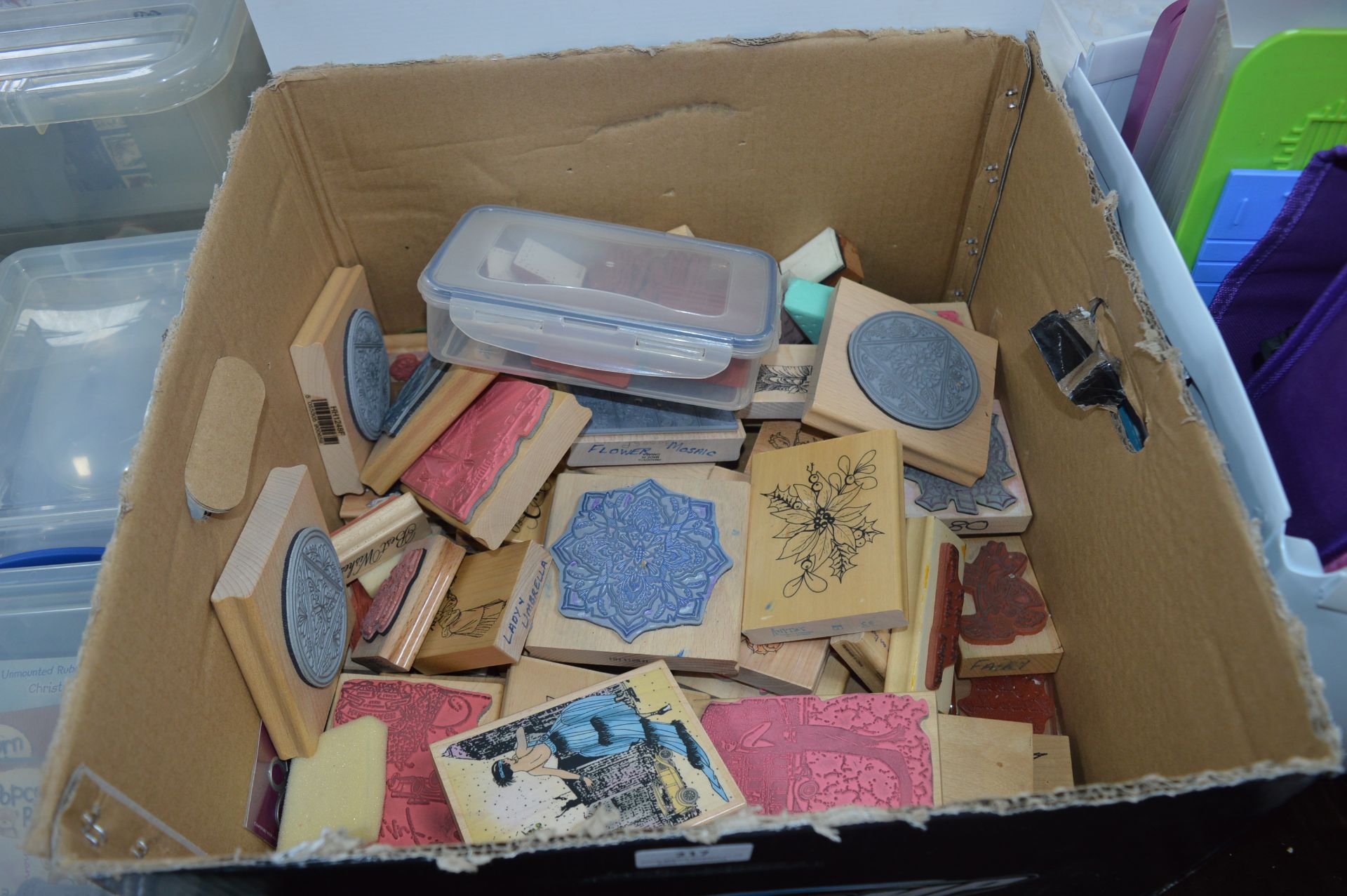 Large Box Containing an Assortment of Wooden Block