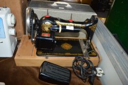Vintage Jones Electric Sewing Machine with Attachm