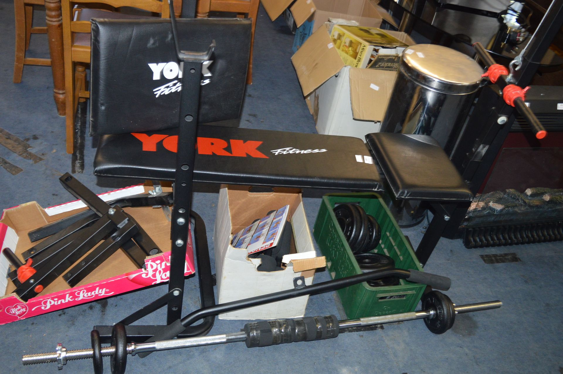 York Exercise Bench Complete with Weights, etc.