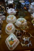 Assortment of Jelly Moulds, Teapots, Glass and Bra